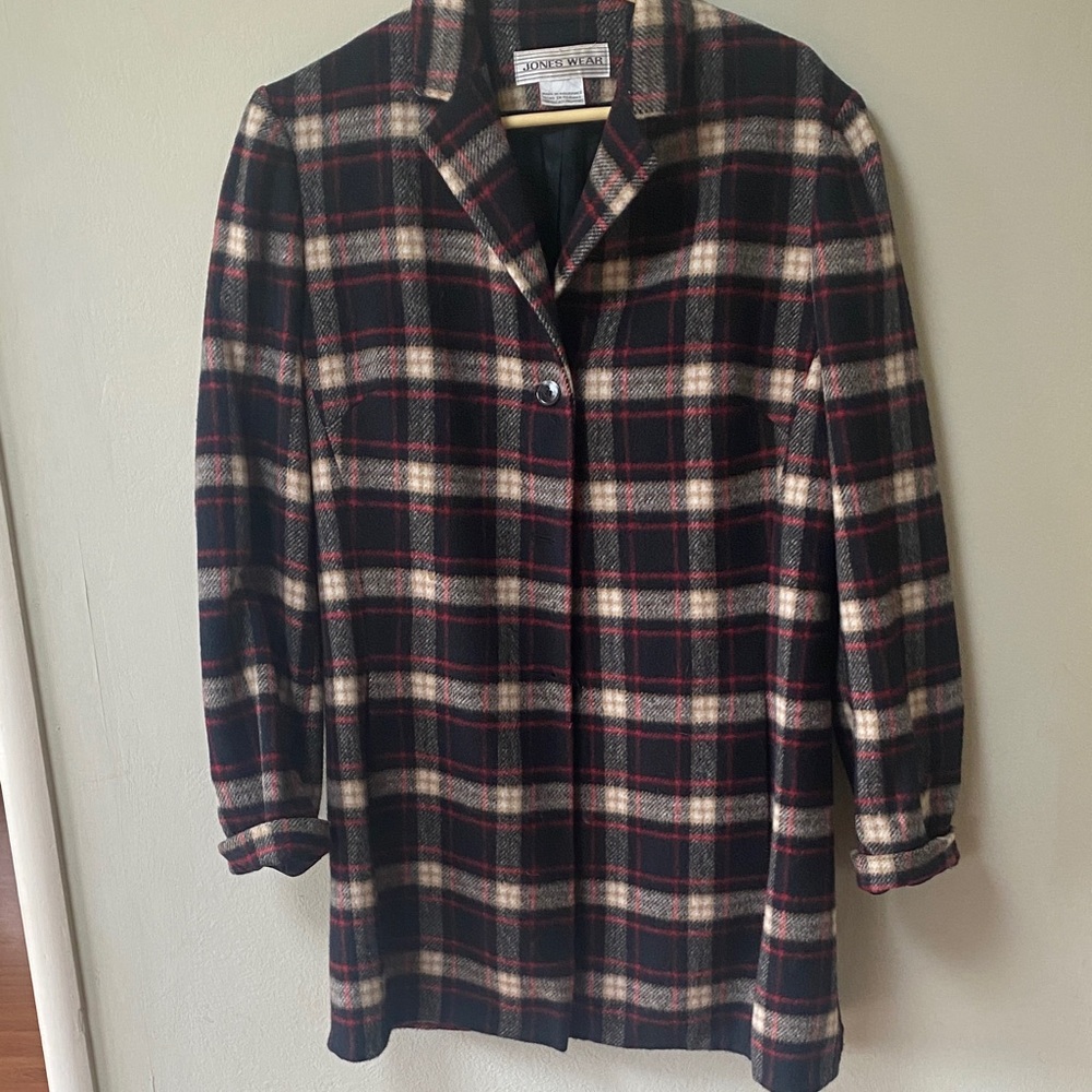Jones New York Women's Plaid Blazer - Black, Red, and Cream